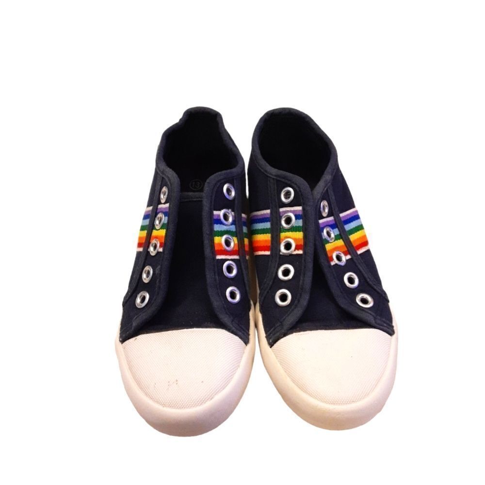 US Sports Sneakers‎ Navy Rainbow Rubber Toe Kids sz 13 - Picture 8 of 13